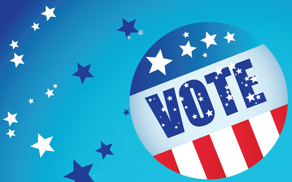 A vote button with blue and white stars and a blue background.