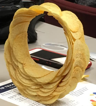 Pringles nestled to create a three dimensional ring