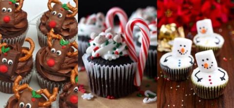 Triptych of decorated cupcakes with various themes