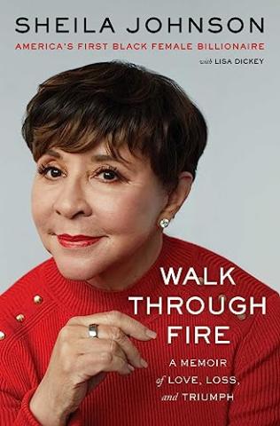 A woman wearing red on book cover.