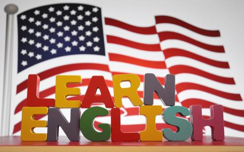 Learn English and American flag