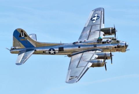 B-17 silver airplane from World War II