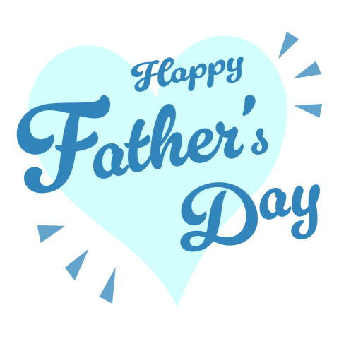 Baby blue heart with Happy Father's Day written in a darker blue script inside the heart