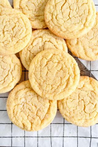 a pile of round sugar cookies 
