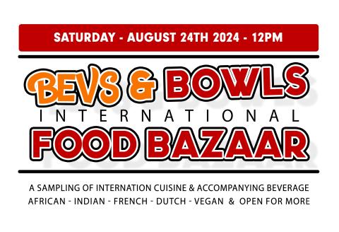 Bevs and Bowls spelled out in bold colorful letters