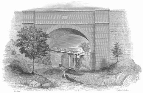 Plate XIII. Aqueduct Bridge at Sing Sing. Lithograph from Fayette B. Tower, Illustrations of the Croton Aqueduct (1843).