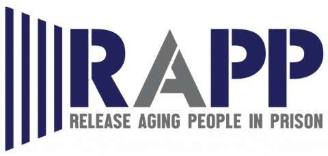 RAPP in bold letters with releasing aging people in prison underneath