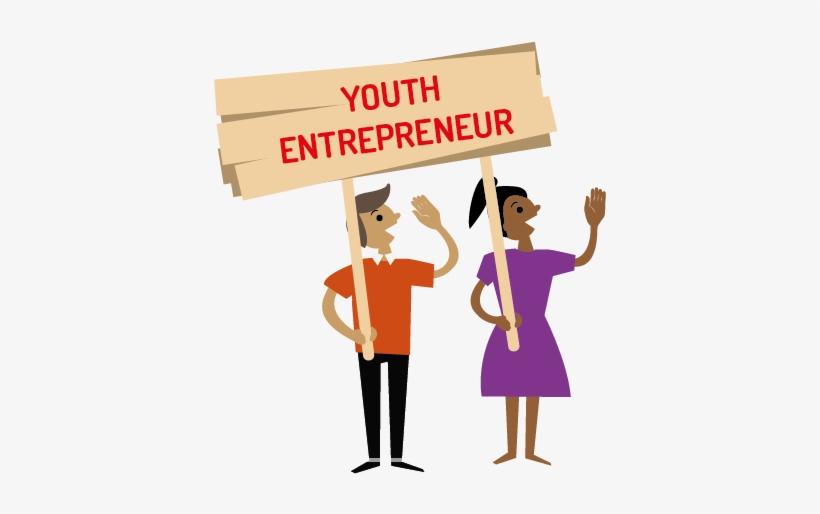 The image shows two teens holding a sign that states youth entrepreneur.