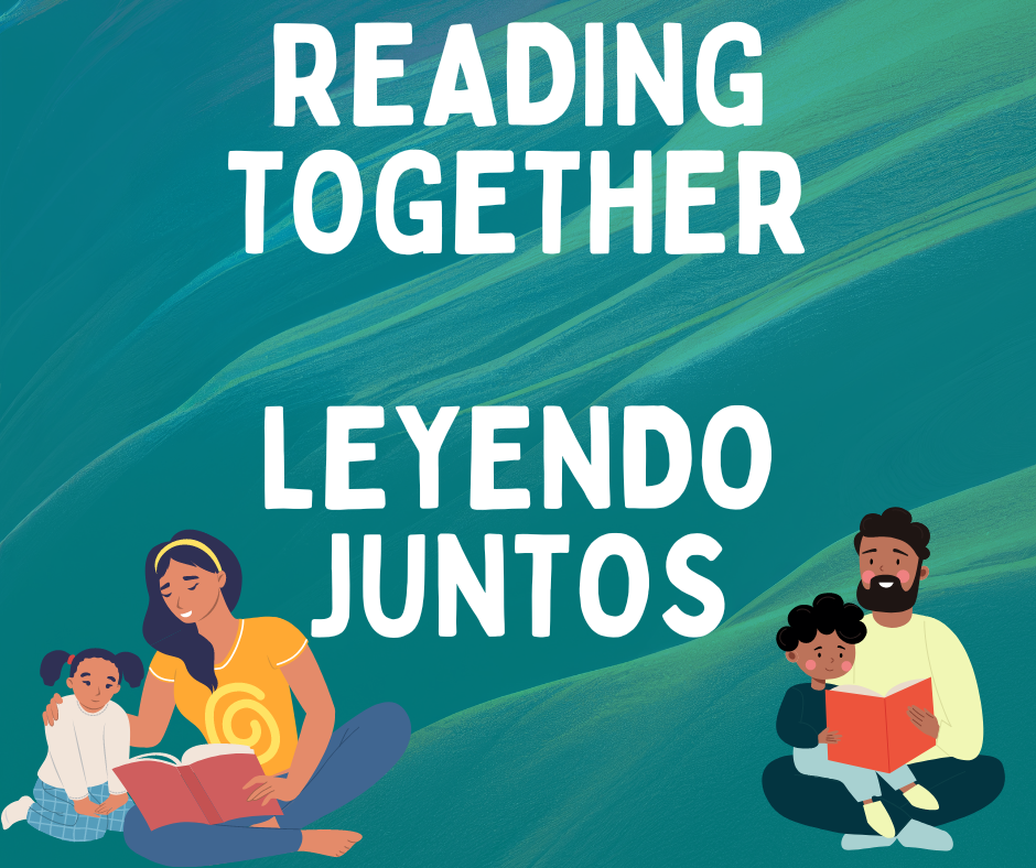 Graphics of children and adults reading together