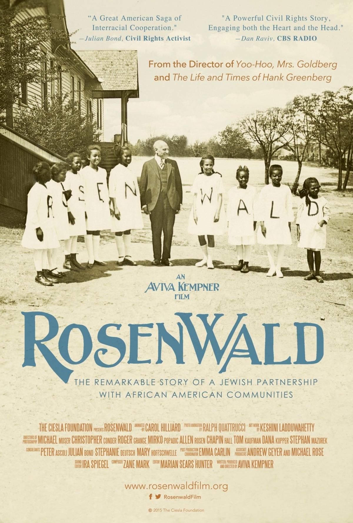 Rosenwald Film Cover of Julius Rosenwald standing with African American students