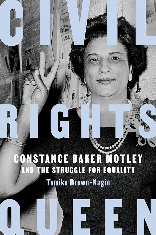 Civil Rights book cover with a woman giving the peace sign on it.