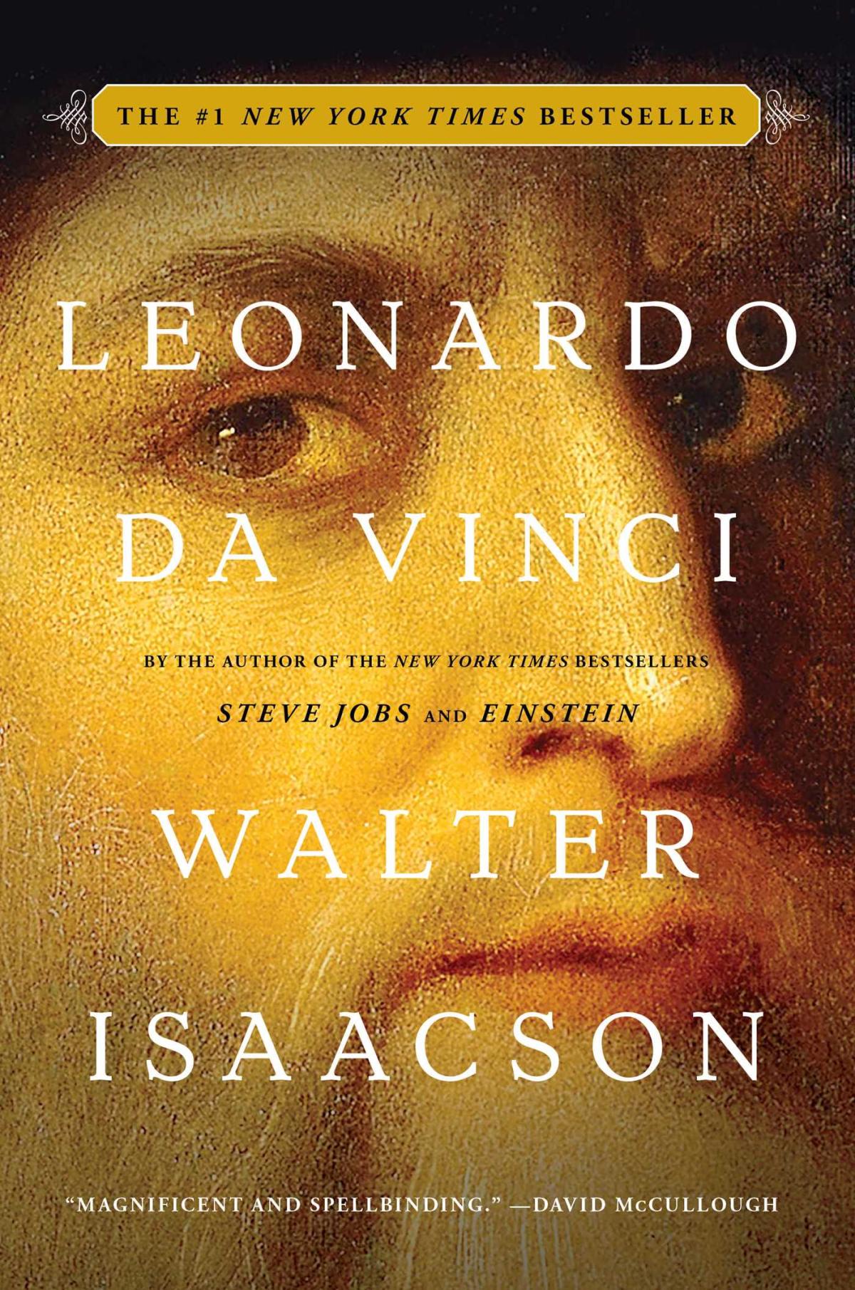 Image of Leonardo DaVinci on book cover.