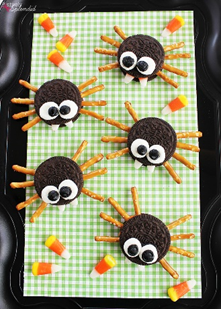 snacks shaped like spiders on a table