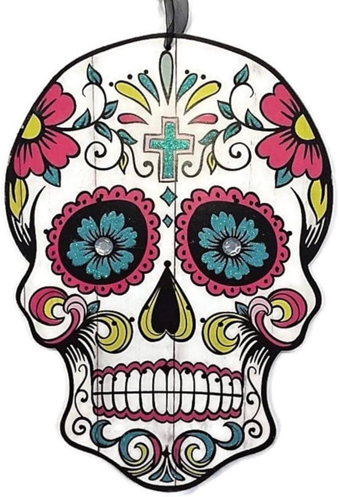  Day of the Dead skull painted with vibrant colors