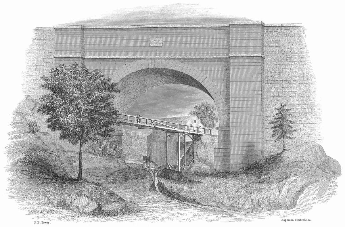 Plate XIII. Aqueduct Bridge at Sing Sing. Lithograph from Fayette B. Tower, Illustrations of the Croton Aqueduct (1843).