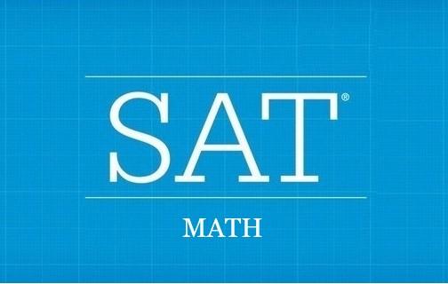 blue rectangle with SAT  written in light green and Math written  in light blue 