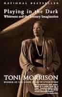 A black woman with a black background and gold lettering.