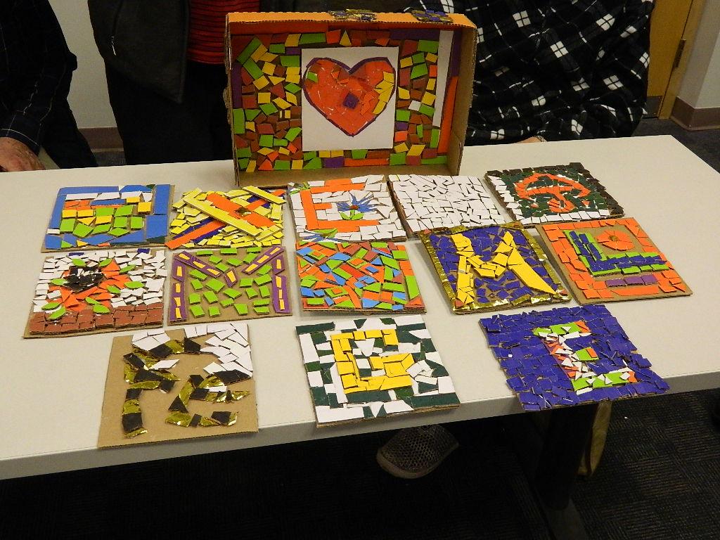 Mosaic artwork with many different colors.