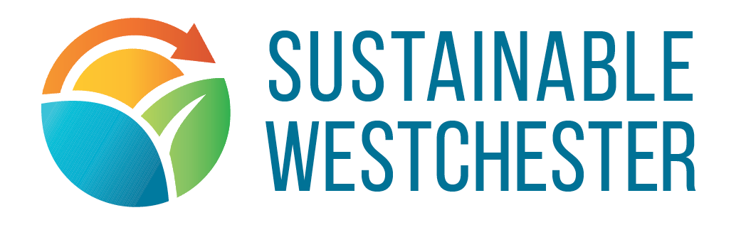 Blue lettering and orange, green and blue logo.